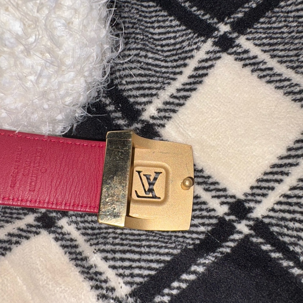 Louis Vuitton Red Belt with Gold Buckle - Picture 2 of 4